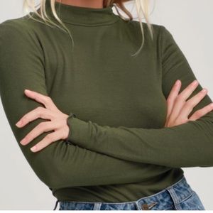 Project social t m green mock neck ribbed lettuce
